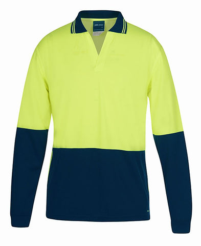 HI VIS L/S NON BUTTON POLO